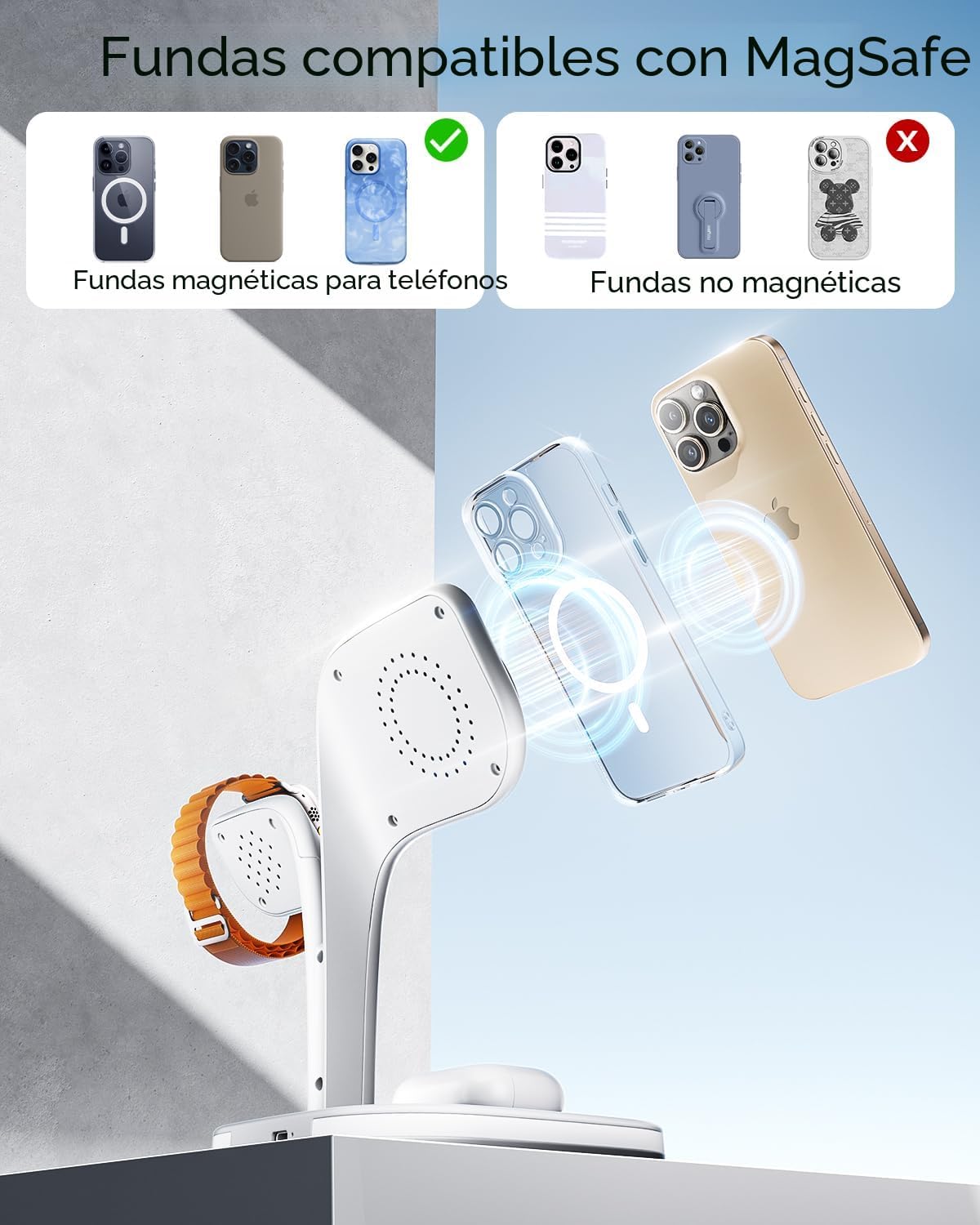 Estación de Carga 3 en 1 con luz LED – Soporte magnético para Apple