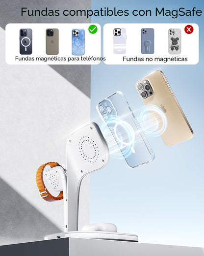 Estación de Carga 3 en 1 con luz LED – Soporte magnético para Apple